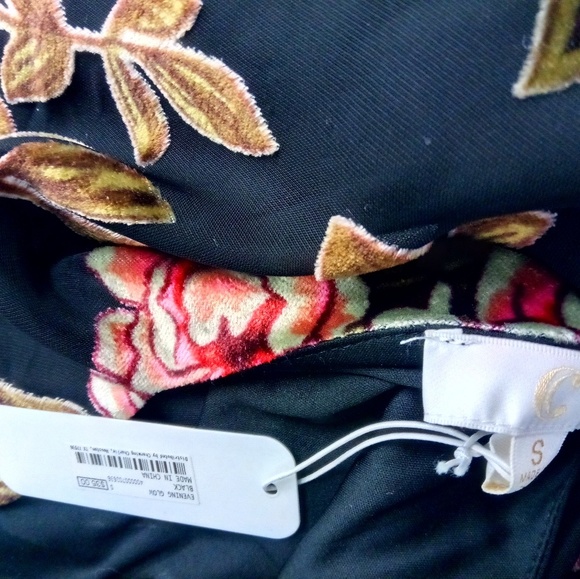 Velvet Floral Black Flapper Style Dress - Picture 2 of 3